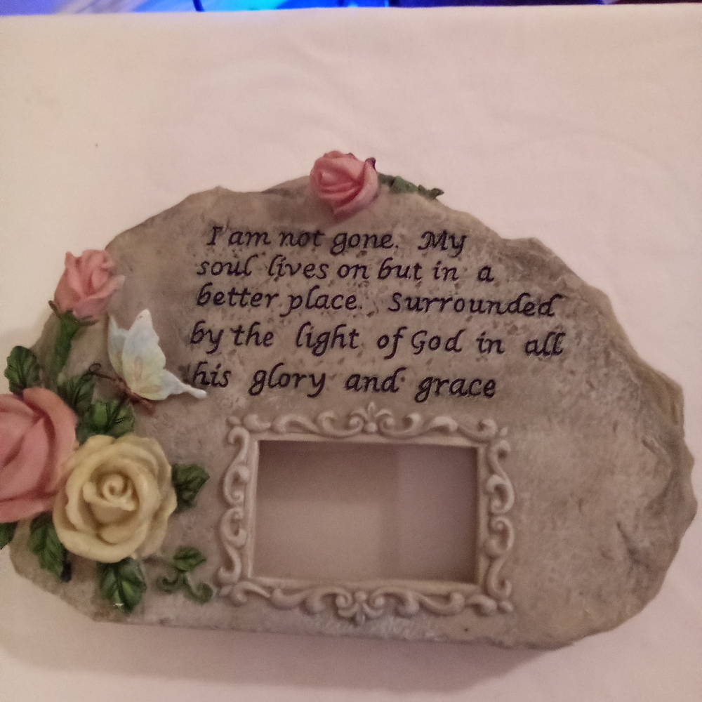 Floral Memorial Stone with Frame